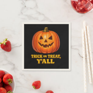 Retro Trick or Treat Yall Southern Pumpkin Napkin