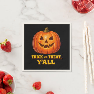 Retro Trick or Treat Yall Southern Pumpkin Napkin
