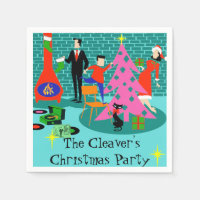 Retro Trimming the Christmas Tree Paper Napkins