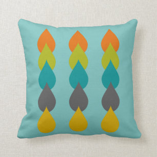 Retro Triple Strand Raindrops on Blue Cushion