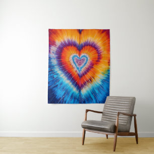 Retro Trippy Hippie - Tie Dye - Peace and Love Tapestry