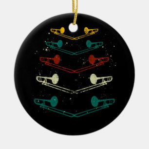 Retro Trombone Jazz Awesome Musician Ceramic Ornament