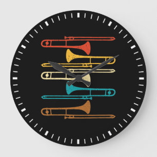 Retro Trombone - Jazz Large Clock
