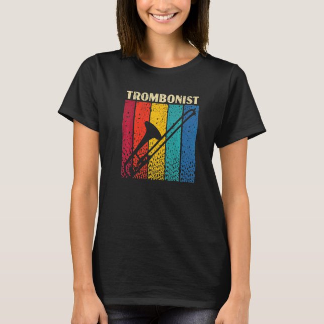 Retro Trombonist Musical Instrument Musician Tromb T-Shirt (Front)