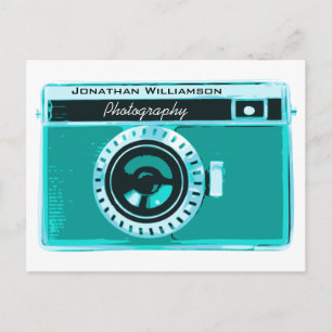 Retro Tropical Aqua Camera Photography Business Postcard