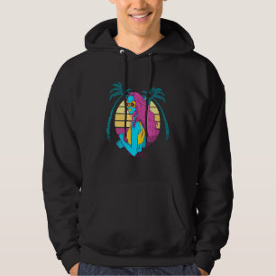 Retro Tropical Beach Coco Palm Trees Walkin On Sun Hoodie