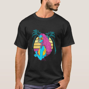 Retro Tropical Beach Coco Palm Trees Walkin On Sun T-Shirt