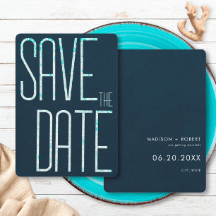 Retro Tropical Beach Outdoor Summer Wedding Save The Date