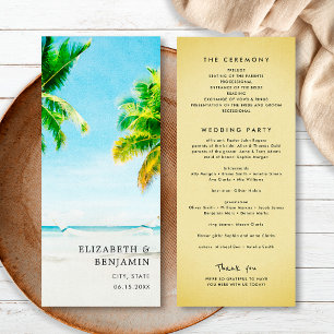 Retro Tropical Beach Palm Tree Wedding Destination Program