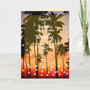 Retro Tropical Beach Palm Trees Photo Wedding Invitation