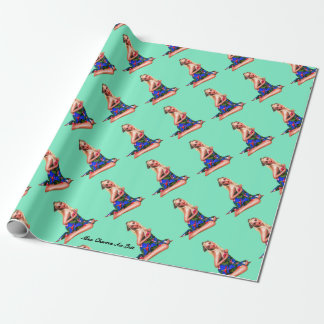 Retro Tropical Beach Pinup Girl Gift Wrap Paper