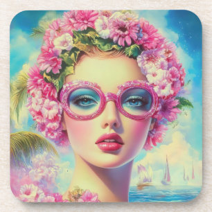 Retro Tropical Beauty Coaster