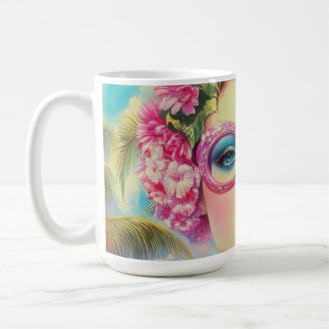 Retro Tropical Beauty  Coffee Mug (Left)