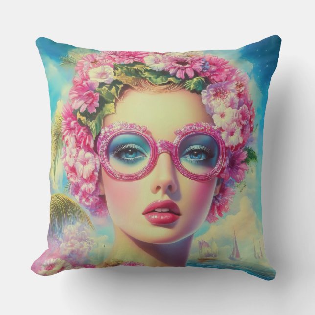Retro Tropical Beauty  Cushion (Front)