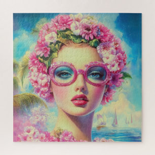 Retro Tropical Beauty  Jigsaw Puzzle