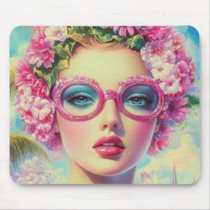 Retro Tropical Beauty Mouse Pad