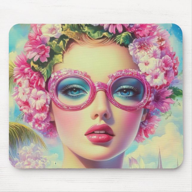 Retro Tropical Beauty  Mouse Pad (Front)
