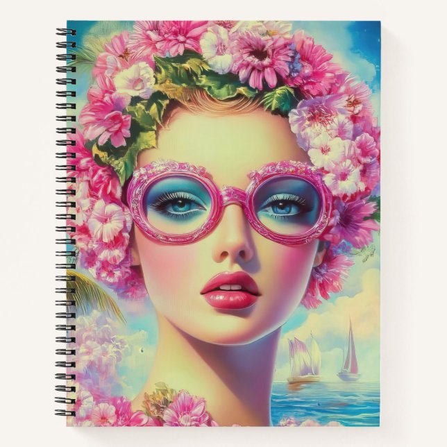 Retro Tropical Beauty  Notebook (Front)
