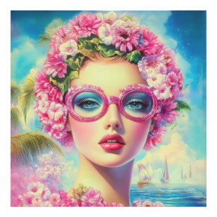 Retro Tropical Beauty  Photo Print