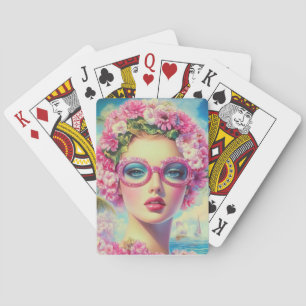 Retro Tropical Beauty  Playing Cards