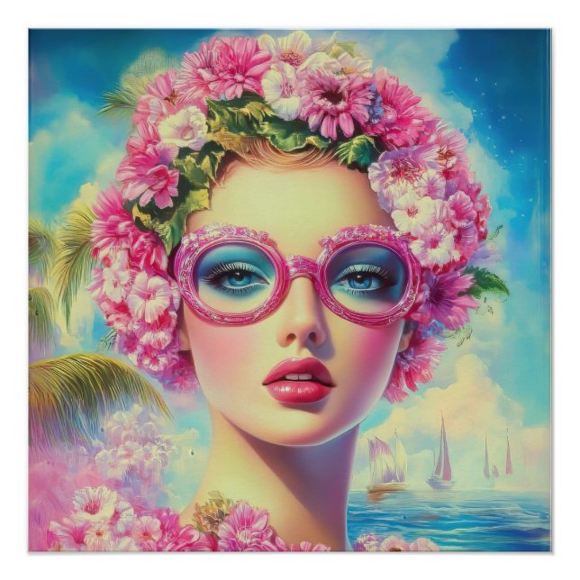 Retro Tropical Beauty  Poster (Front)