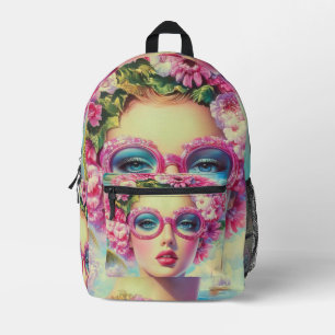 Retro Tropical Beauty Printed Backpack