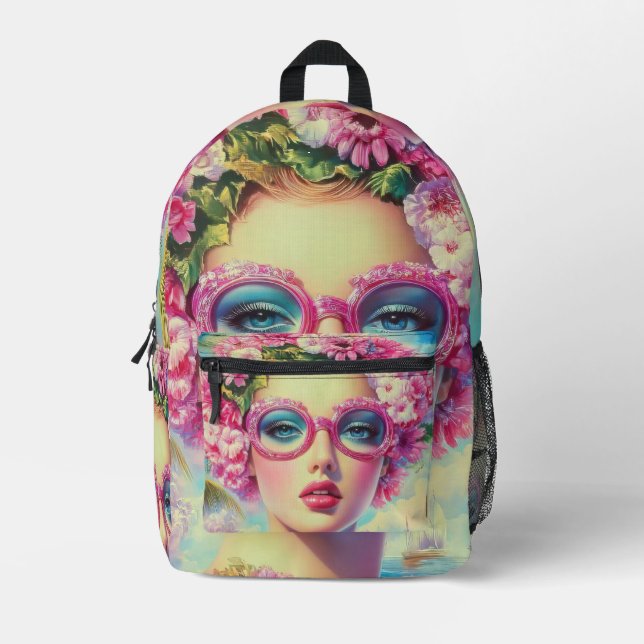 Retro Tropical Beauty  Printed Backpack (Front)