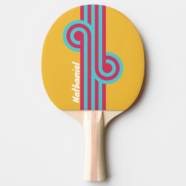 Retro Tropical Breeze Loop with Name Ping Pong Paddle (Front)