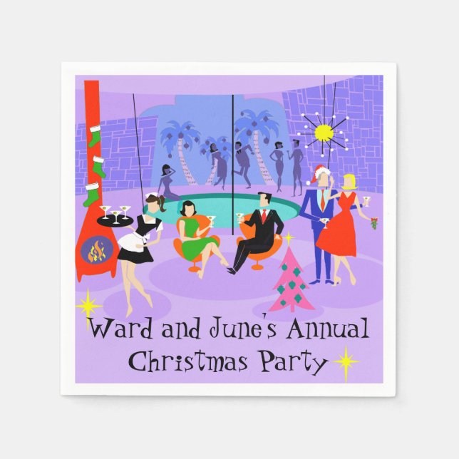 Retro Tropical Christmas Party Disposable Napkins (Front)
