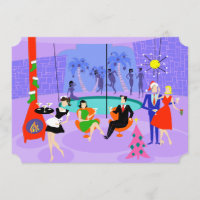 Retro Tropical Christmas Party Holiday Invitations
