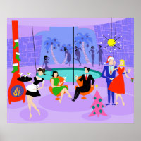 Retro Tropical Christmas Party Poster