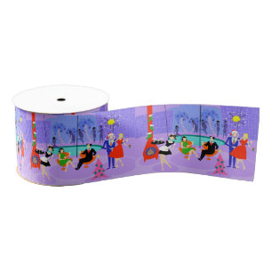 Retro Tropical Christmas Party Ribbon Grosgrain Ribbon