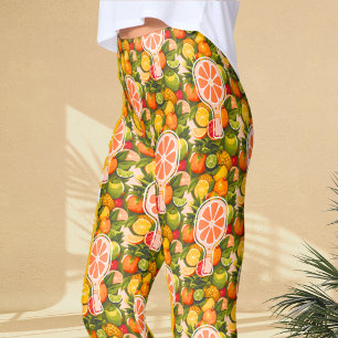 Retro Tropical Citrus Pickleball Bridal Shower Leggings