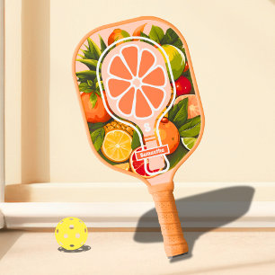Retro Tropical Citrus Pickleball Bridal Shower Paddle