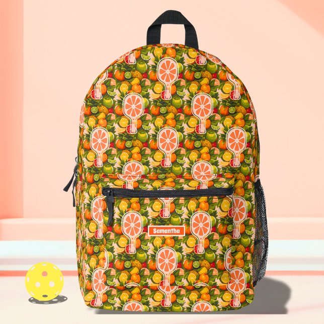 Retro Tropical Citrus Pickleball Bridal Shower Printed Backpack (Creator Uploaded)