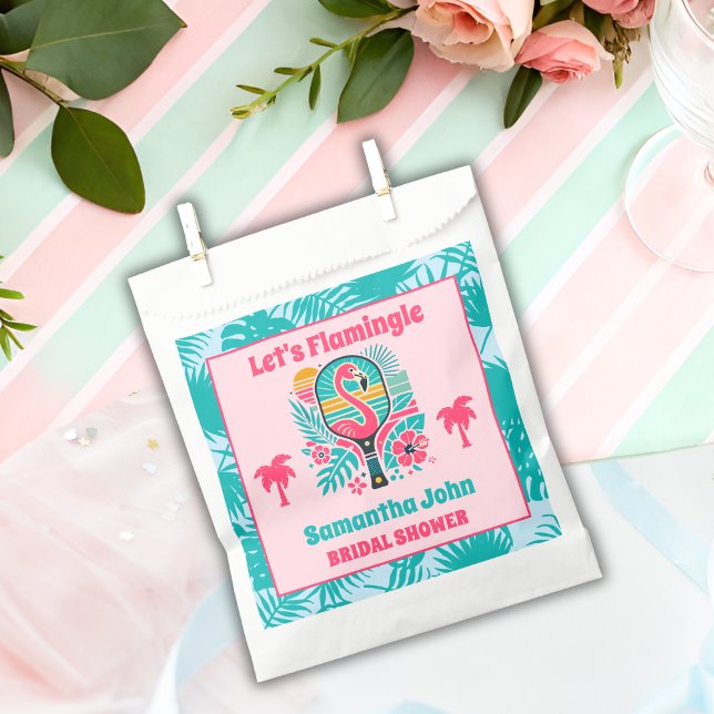 Retro Tropical Flamingo Pickleball Bridal Shower Favour Bag (Creator Uploaded)