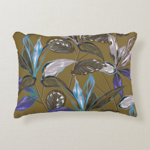 Retro Tropical forest botanical Motifs scattered r Decorative Cushion