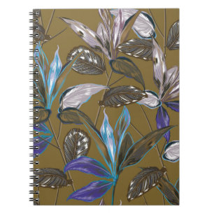 Retro Tropical forest botanical Motifs scattered r Notebook