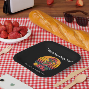 Retro Tropical Fruit Smoothie Shop Juice Bar Paper Plate
