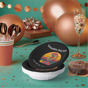 Retro Tropical Fruit Smoothie Shop Juice Bar Paper Plate
