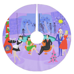 Retro Tropical Holiday Party X-mas Tree Skirt
