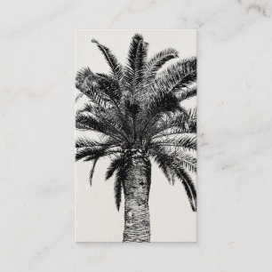 Retro Tropical Island Palm Tree in Black and White Business Card