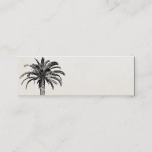 Retro Tropical Island Palm Tree in Black and White Mini Business Card