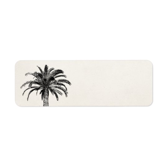 Retro Tropical Island Palm Tree in Black and White Return Address Label
