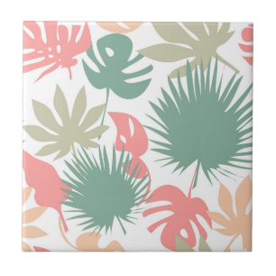 Retro, tropical, leaves ceramic tile