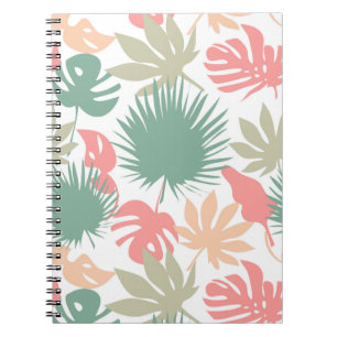 Retro, tropical, leaves notebook