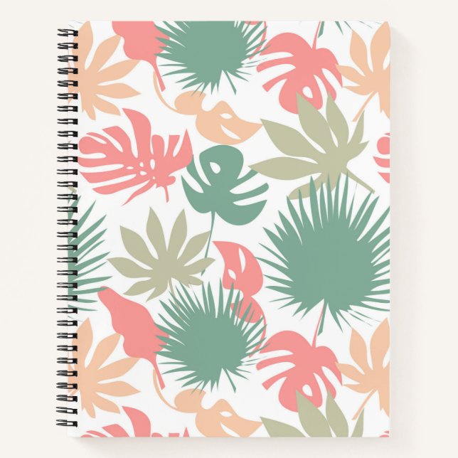 Retro, tropical, leaves notebook (Front)