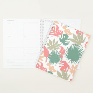 Retro, tropical, leaves planner