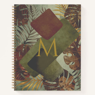 Retro tropical monstera palm leaf 70's summer  notebook