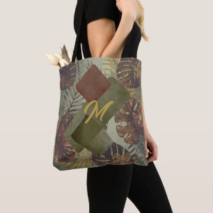 Retro tropical monstera palm leaf 70's summer tot tote bag